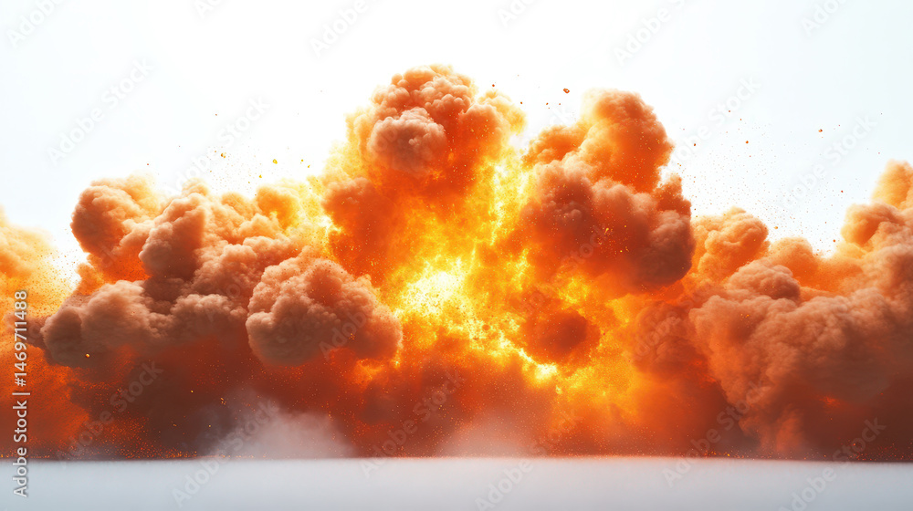 A huge orange cloud of smoke and fire is rising into the sky A huge orange cloud of smoke and fire is rising into the sky
