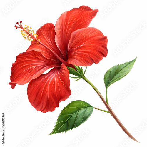 Stunning Red Hibiscus Flower: High-Resolution Botanical Image