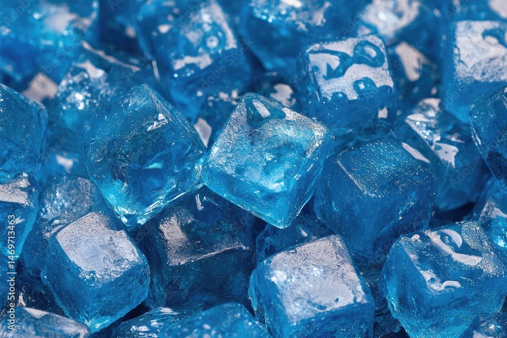 Obraz premium Blue square candies close-up