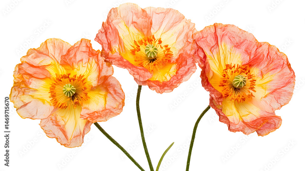 Obraz premium Vibrant Poppy Flowers Isolated on Transparent Background for Design Projects