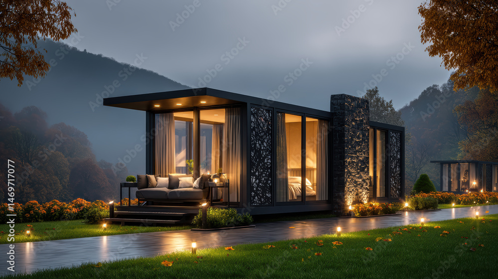 Shipping container converted into a small holiday home, creative architecture