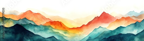 Obraz na płótnie Watercolor mountain landscape, serene colors. w salonie