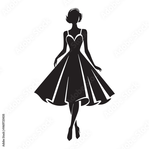 Elegant cocktail dress silhouette perfect for evening wear designs – cocktail dress vector – cocktail dress illustration – ladies dress silhouette – silhouette of cocktail dress


