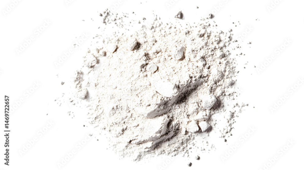 Fototapeta premium White Powder of Concrete Clay or Bentonite Isolated on Transparent Background