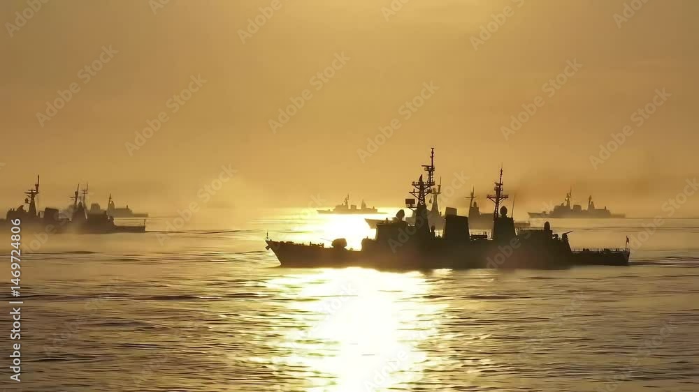 Sailing Ships in Open Water at Golden Hour Sailing Ships in Open Water at Golden Hour