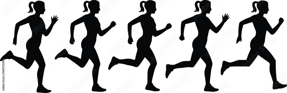 Race to Success: Essential Running Woman Vector Graphics