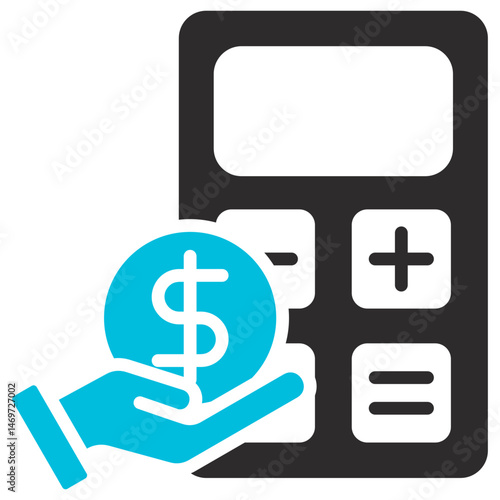 Expenditure Glyph Blue Grey Icon
