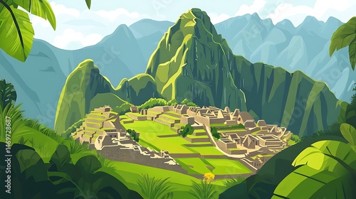Machu Picchu Andes Mountain Vista.