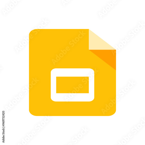 Illustration of a google slides icon with a folded corner on a yellow document background design