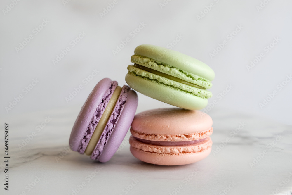 Fototapeta premium colorful macaroons on wooden table