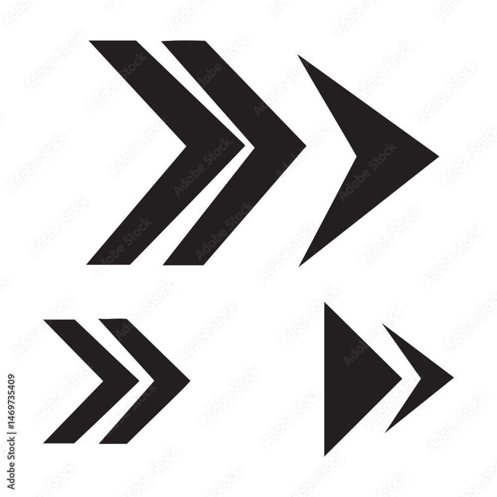 Set of up arrow silhouette icons on white background Set of up arrow silhouette icons on white background