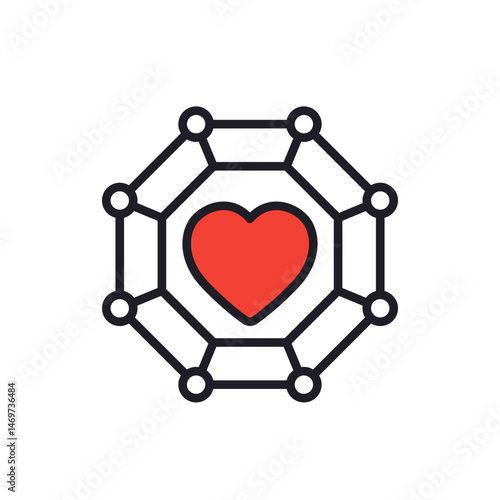 core values icon with a heart, outlined design