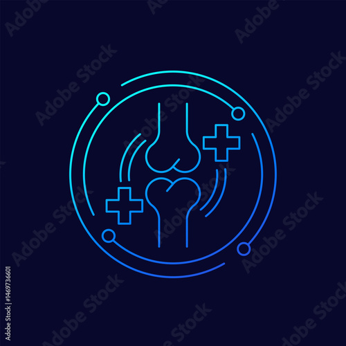 joint healing icon, injury rehabilitation linear design