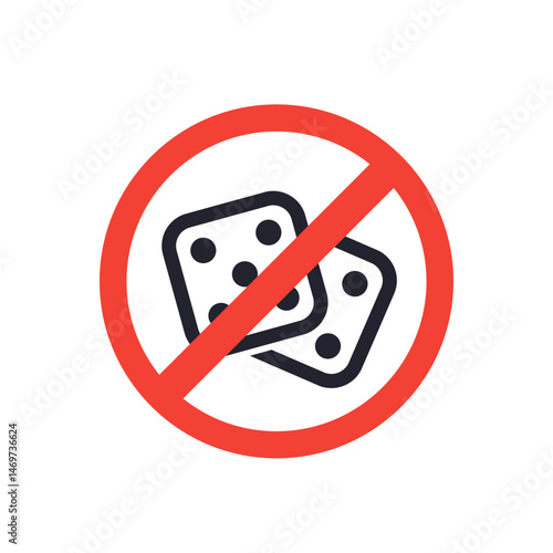 no gambling, casino icon on white, vector