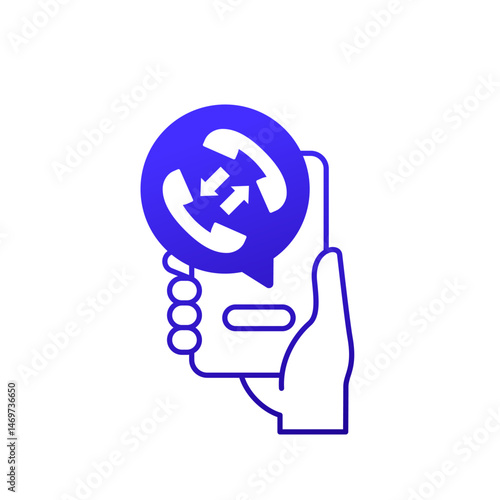 phone call icon with a smartphone in hand