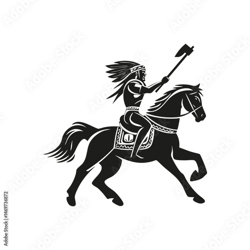 Native American Warrior On Horseback Silhouette Set. Cultural Heritage And Tradition Representation Isolated Vector Illustration Collection