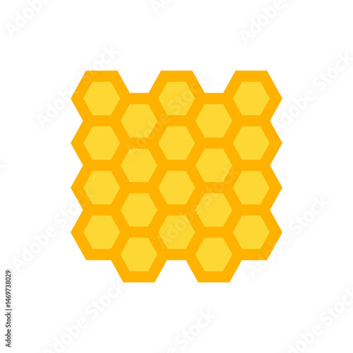 Illustration of a honeycomb structure with multiple hexagonal cells in a repeating pattern on white background