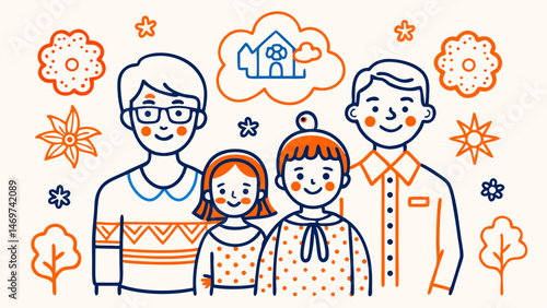 Happy family - mom, dad and kids spending time together. Smiles, hugs, warm atmosphere. Ideal for the topics of parenthood, childhood and family values.