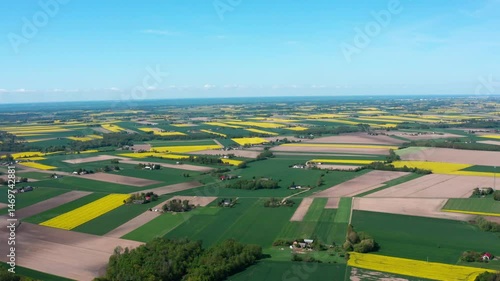 Aerial View of Patchwork Farmlands