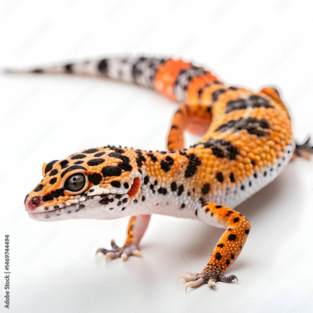 Naklejka premium Leopard Gecko: Stunning Orange and Black Reptile Images