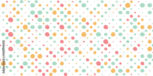 Seamless pattern with colorful circles on a white background. Vector repeating texture.