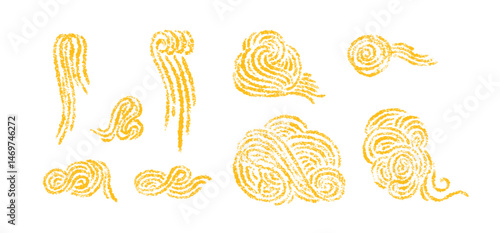 Pasta, spaghetti chalk sign. Macaroni texture set