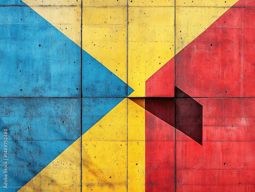 Naklejka premium Vibrant colored concrete wall segments