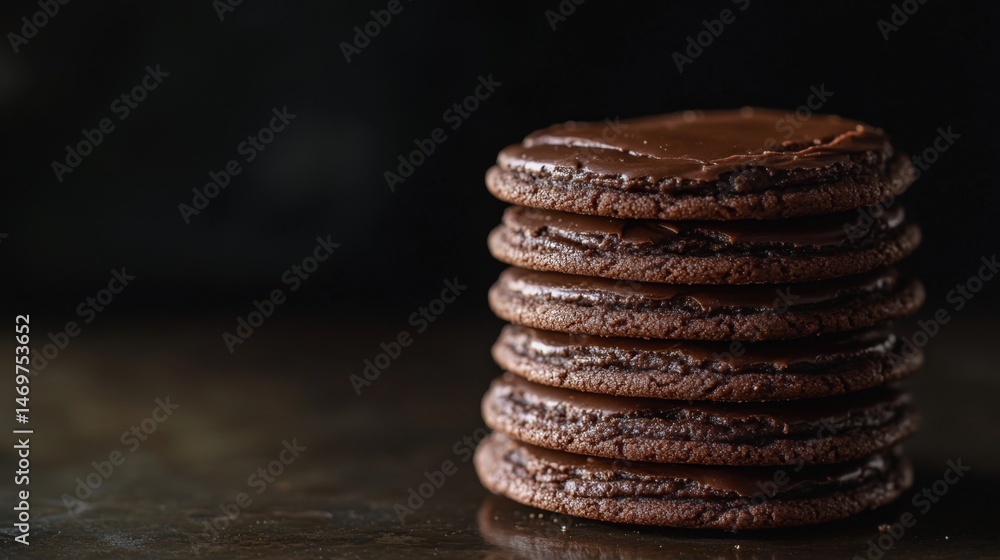 custom made wallpaper toronto digitalStacked Delectable Dark Chocolate Sable Cookies on Dark Background