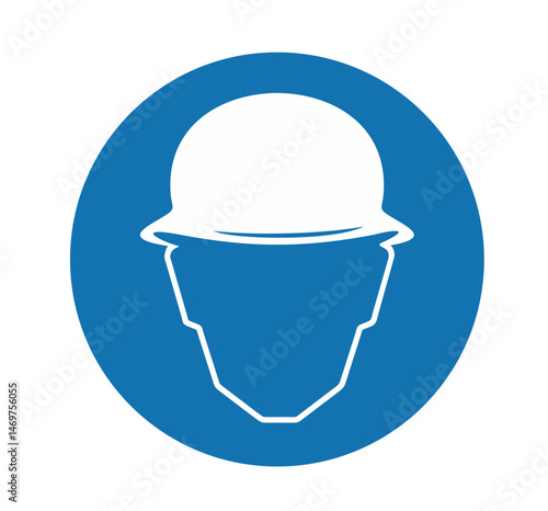 Safety helmet must be worn sign. M014. Standard ISO 7010