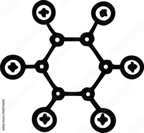 Abstract 3D technology illustration featuring a molecular network of spheres symbolizing scientific connection and communication