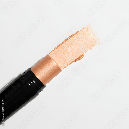 Shimmering Peach Gold Highlighter Stick Makeup Swatches Cosmetic Product Beauty on white background