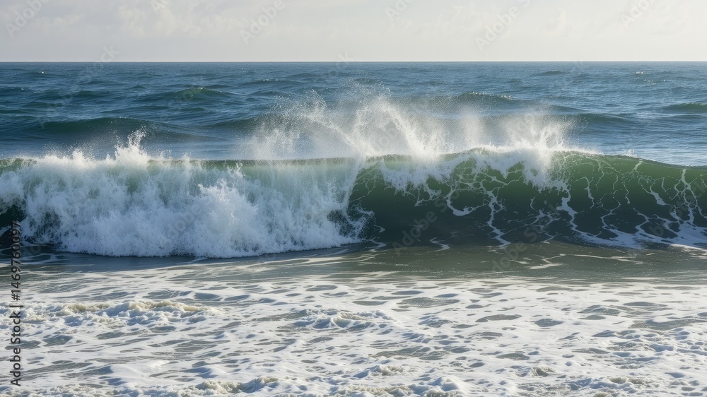 Fototapeta premium Santa Barbara Beach Waves Crashing Pacific Ocean