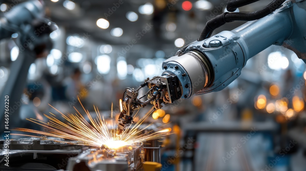 Fototapeta premium Robotic Welding Precision Automation in Manufacturing