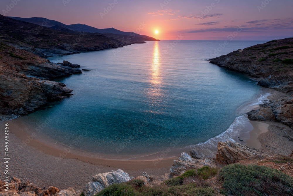 Enchanting Sunset Views from Stin Kolonna Beach, Kythnos Enchanting Sunset Views from Stin Kolonna Beach, Kythnos