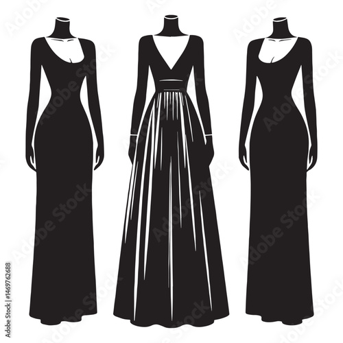 Sophisticated yet simple sleeveless maxi dress silhouette for casual or formal wear – Maxi dress vector – Maxi dress illustration – ladies dress silhouette – silhouette of maxi dress

