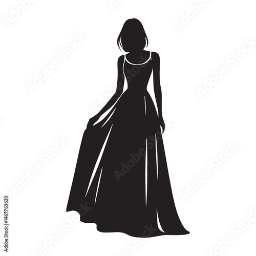Modern maxi dress silhouette – Maxi dress vector – Maxi dress illustration – ladies dress silhouette – silhouette of maxi dress

