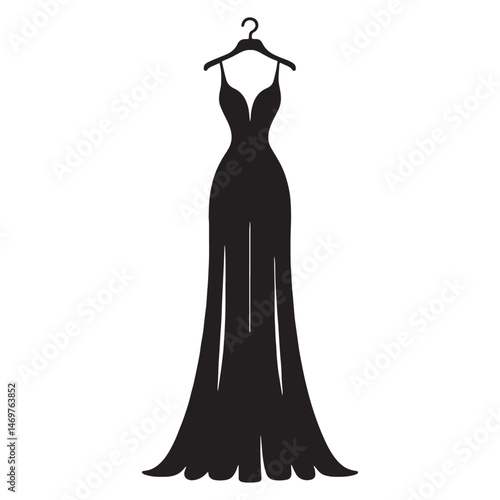Stylish maxi dress silhouette – Maxi dress vector – Maxi dress illustration – ladies dress silhouette – silhouette of maxi dress

