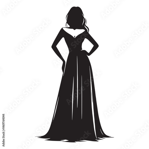 Maxi dress silhouette – Maxi dress vector – Maxi dress illustration – ladies dress silhouette – silhouette of maxi dress

