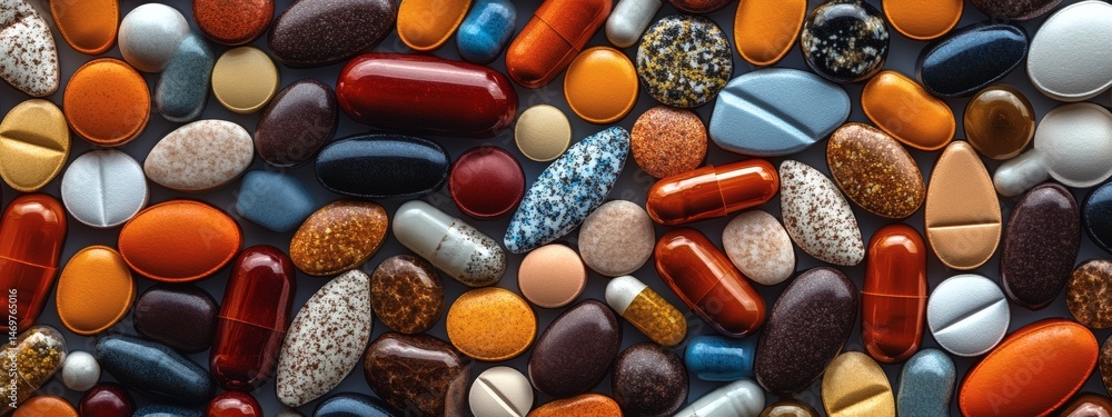 Randomly arranged colorful tablets and capsules in flatlay representing pharmaceutical treatment, healthcare, and medication concepts
Randomly arranged colorful tablets and capsules in flatlay representing pharmaceutical treatment, healthcare, and medication concepts