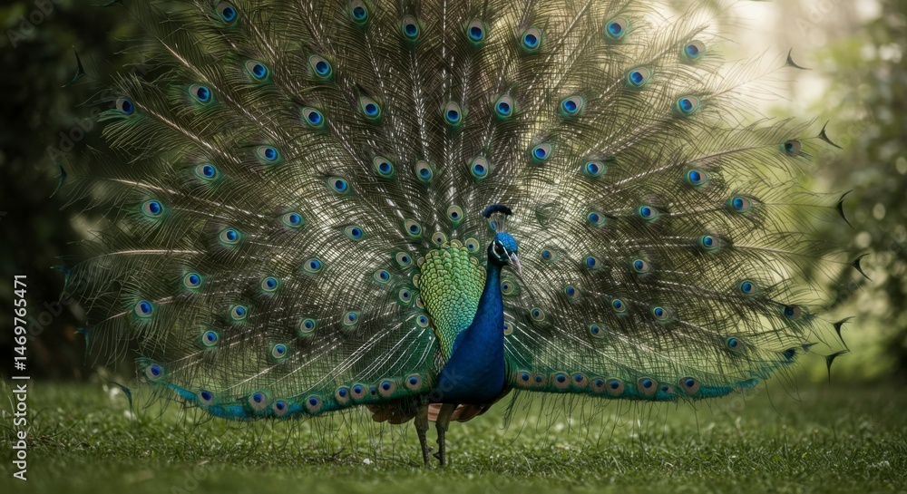 Obraz premium Peacock displaying its vibrant plumage