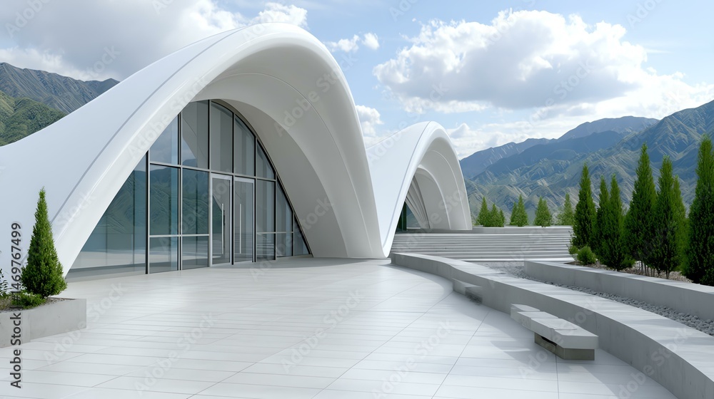 Obraz premium Modern White Curved Building Design