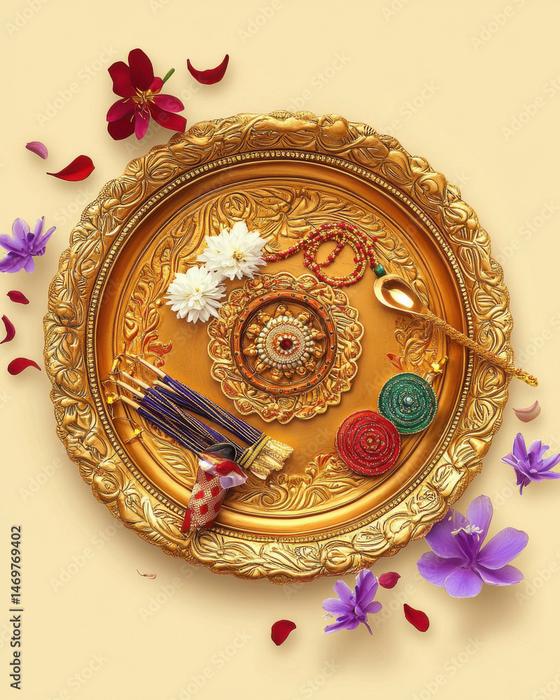 top view of rakhi pooja thali top view of rakhi pooja thali