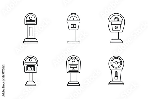 parking meter icon line art vector illustration