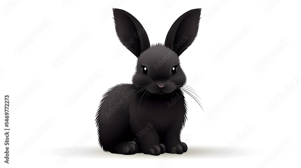 Obraz premium Detailed black bunny vector illustration of a cute and realistic hare for graphic design projects