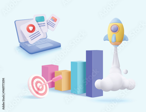 3D vector file transfer folder illustration