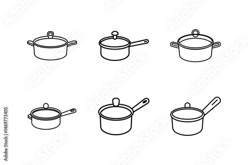 saucepan icon line art vector illustration