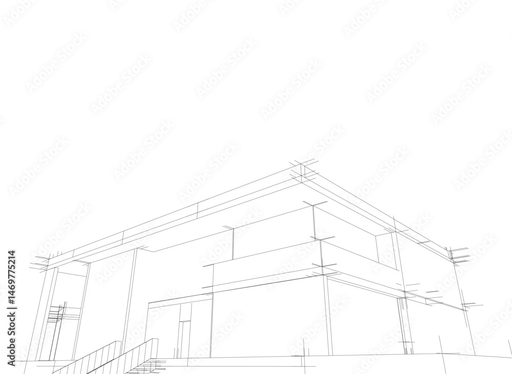 house building sketch architecture 3d illustration house building sketch architecture 3d illustration