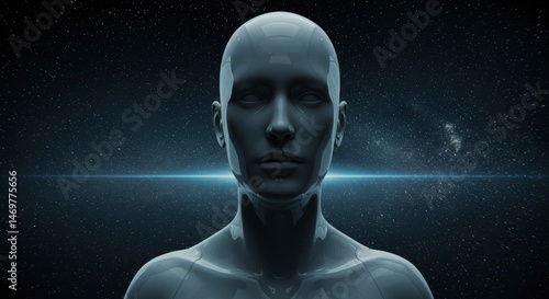 Digital humanoid head illustration