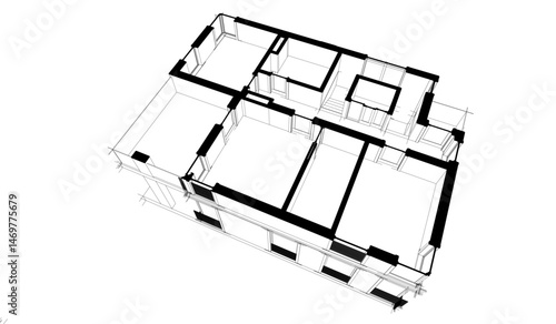 3d graphic of a modern office building