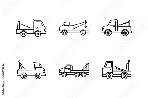 tow truck icon line art vector illustration